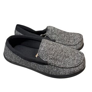 NEW RockDove 12 Men's Moccasin Slippers Heather Gray Black Memory Foam Lounge